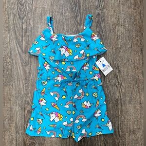 Kidgets Blue Unicorn Romper for Girls